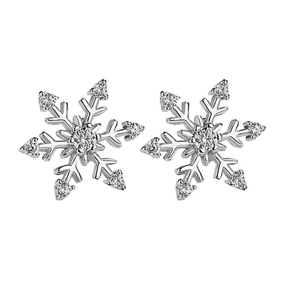HHBEAUTY Sterling Silver Snowflake Earrings Studs, Charms Hypoallergenic Fashion White Stud Jewelry, Birthday Gift for Women, Christmas Present