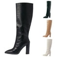 thumbnail image 6 of Knee High Boots for Women 2025 Winter Fall Leather Pointed Toe Chunky High Heel Tall Boots Fashion Dress Boots, 6 of 9