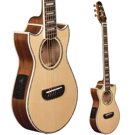 Lindo Voyager SE Solid Spruce Top Electro-Acoustic Travel Guitar with BS3M Blend Preamp/LCD Tuner and Padded (Best $500 Acoustic Electric Guitar)