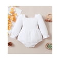 thumbnail image 5 of Kiapeise Newborn Infant Baby Girl Clothes Cotton linen Rompers Ruffle Sleeve Jumpsuit Onesie Cute Infant Bodysuit, 5 of 8