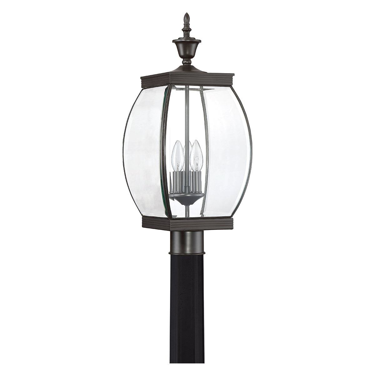 Urban Ambiance Luxury Colonial Outdoor Post Light, Large Size: 22"H x 9"W, with Transitional Style Elements, Bowed Design, Gorgeous Dark Medieval Bronze Finish and Beveled Glass, UQL1174