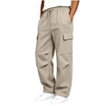 thumbnail image 4 of Annhoo Boys Girls Cargo Joggers Pants with Pockets Fashion Drawstring Elastic Waist Pleated Pants Basic Casual Trousers, 4 of 7