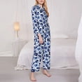 thumbnail image 3 of Goofa Blue Ink Flowers Printed Women’s 2 Piece Pajama Set Super,Pajamas Women's Long Sleeve Sleepwear Soft Button Down Loungewear Pjs Lounge Set Nightwear-Small, 3 of 9