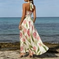 thumbnail image 4 of SONXAHE Floral Halter Maxi Dress for Women Sleeveless Wrap V Neck High Waist Formal Sundress, 4 of 5