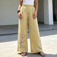 thumbnail image 5 of MYAOYINo Boundaries Linen Pants for Women Plum Blossom Embroidery Wide Leg Elastic Waist Casual, 5 of 8