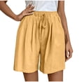 thumbnail image 2 of Gspmoly Shorts de Cycliste pour Femmes, Mode Printemps Été Décontractée Couleur Unie à Cordon, Shorts en Lin pour Femmes, Shorts de Course jusqu'à 60 % de Rabais Jaune m, 2 of 9