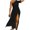 Black, variant on Odeerbi One Shoulder Dresses for Women 2024 Maxi Dress Trendy Erogenous Elegant Zipper Irregular Split Hem Dress Solid Color Dress Black
