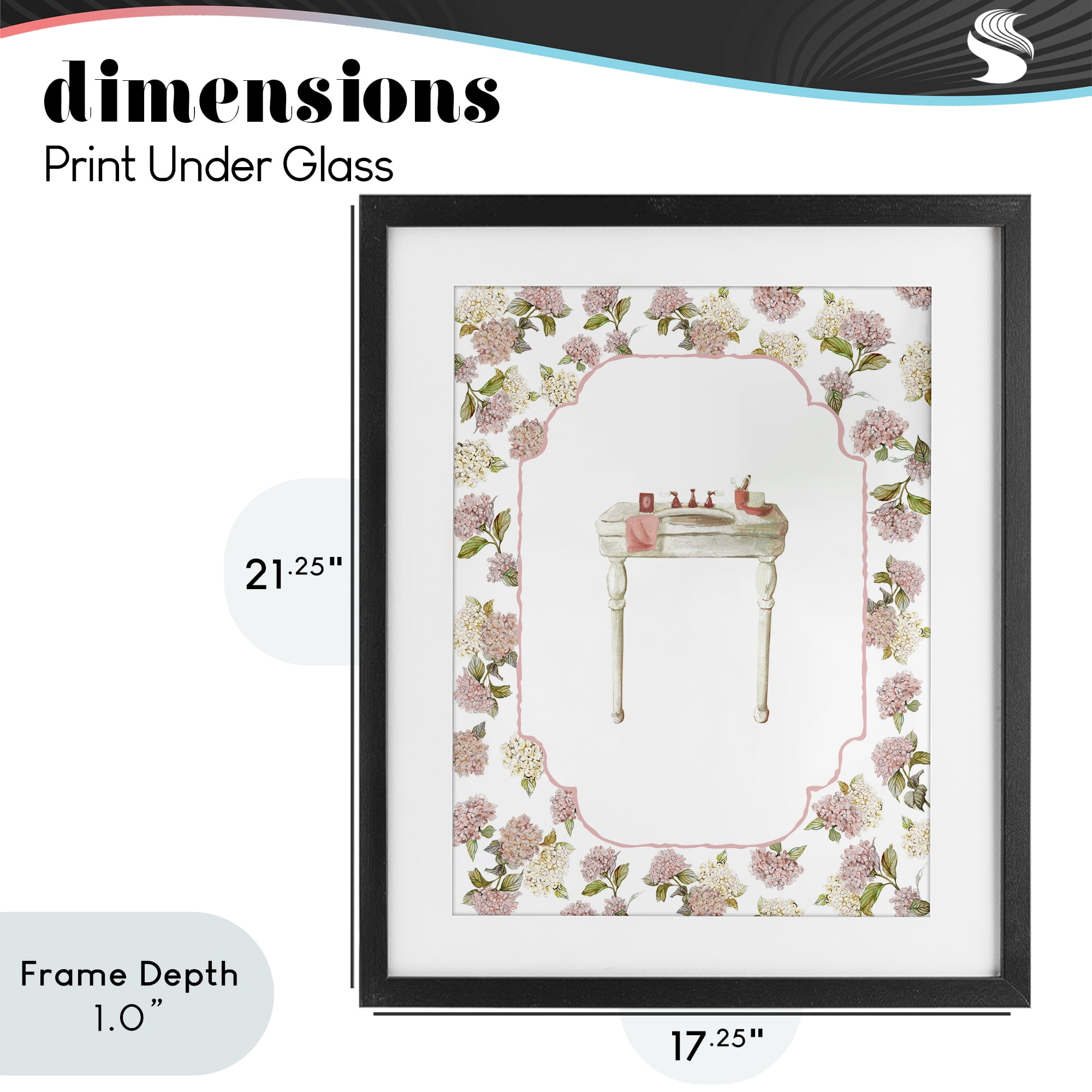 Stupell Industries Elegant Hydrangeas Vanity Black Framed Print Under Glass, design by Carol Robinson
