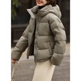 thumbnail image 3 of Otoño e invierno nuevo abrigo de plumón de cuello alto de ocio para mujer chaqueta acolchada con capucha de plumón de pato blanco ropa cálida gruesa para mujer, 3 of 4