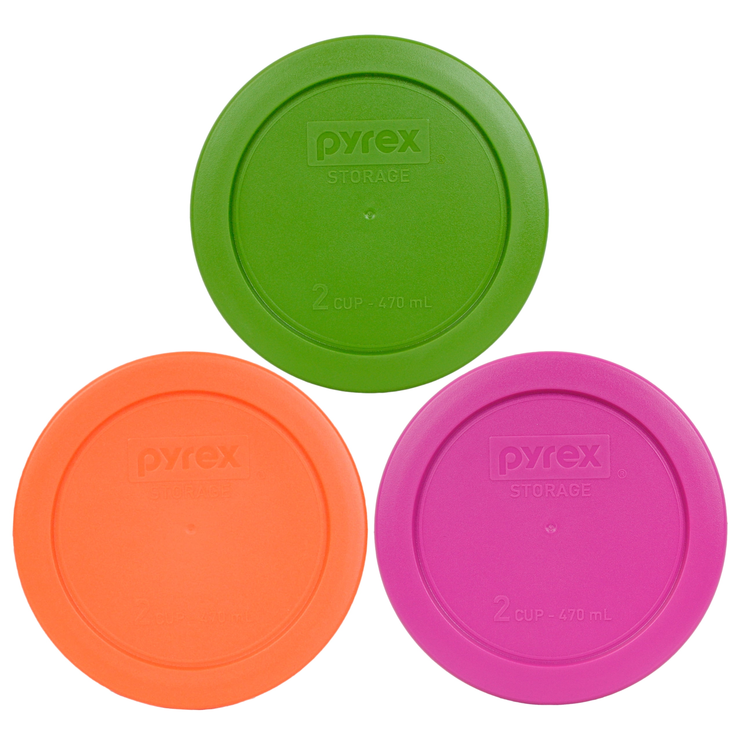 Pyrex Replacement Lid 7200PC Trio in Lawn Green, Pink, and Orange for