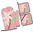 thumbnail image 2 of YFYANG Oven Mitts and Pot Holders Sets 4 Pieces, Non-Slip Heat Resistant Pink Painted Flowers Kitchen Glove Pot Mat for Cooking and Baking, 2 of 8