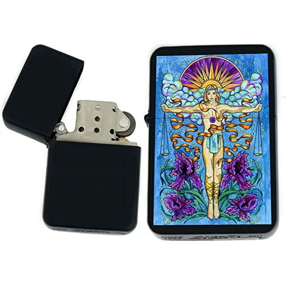 Birthday Zodiac Signs, Horoscope Symbols, Astrology Icons Collection Gifts Infinity Black Matt Windproof Lighters! (Libra 1)