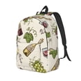 thumbnail image 1 of Disketp Grapes Bbottles Wine print Canvas Backpack Lightweight Travel Daypack Student Rucksack Laptop Backpack-Small, 1 of 5