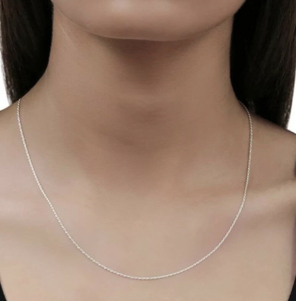 925 Sterling Silver Rope Chain Necklace Italy 1.2mm 1.5mm 1.8mm 2.2mm 2.7mm 3.2mm 4mm 5mm, Lobster Clasp, New, Gift, Men, Woman