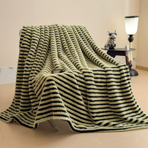 Manta De Franela Manta/chal de terciopelo de leche de poliéster verde de 150x200 cm, funda para sofá, manta para picnic o viaje (1 pieza) Rkxzt