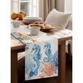 thumbnail image 3 of Blue Ocean Seahorses Table Runner 13x70in Non-Slip Cotton Linen Table Runners, Marine Coral Starfish Retro Linen Dresser Scarves TableRunner for Dinner Kitchen Dining Wedding Party, 3 of 9