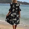thumbnail image 5 of Dolkfu Short Sleeve Women Clothing Mid-Length Refreshing Black V-Neck Dresses Classic Floral Relaxed Fit Printed Shift Dresses Black,L, 5 of 5
