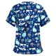 thumbnail image 2 of Puntoco Blusa de manga corta con cuello en V para mujer, uniforme de trabajo, blusa de Acción de Gracias de Navidad Puntoco Puntoco-5345, 2 of 3