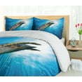 thumbnail image 5 of Ambesonne Under the Sea Duvet Cover Sets, Sea Turtle Diving, 2-Queen, Yellow Brown Blue, 5 of 7