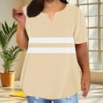 thumbnail image 2 of Lenpel Plus Size Tops for Women Fashion Summer Short Sleeve V Neck Striped Color Block T Shirts Casual Tunic Tees, 2 of 6