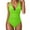 Light Green, variant on Women's V Neck Ruched Push Up Swimwear - High-Grade 80% Nylon 20% Elastane Fabric, Adjustable Straps, Removable Padded Bra, Full Lining, Ideal for Beach/Pool Parties