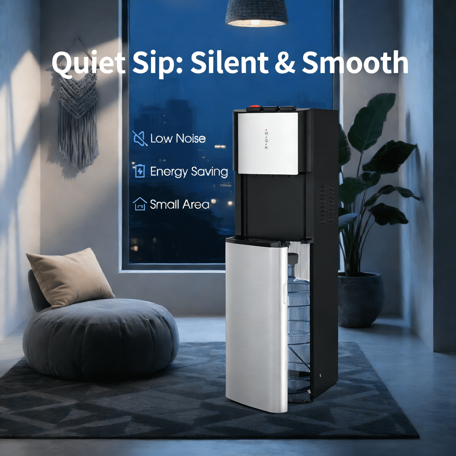 IKT Bottom Load Water Dispenser for 3-5 Gallon Bottle UV Self Cleaning Hot Cold and Room with Child Safety Lock,