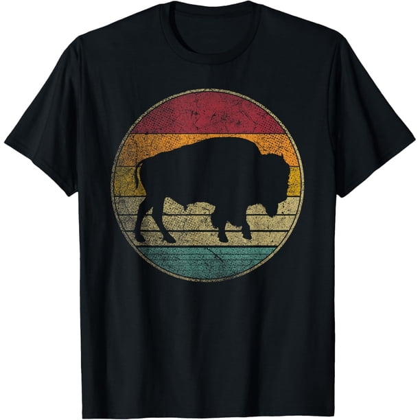 Camiseta de búfalo envejecida con bisonte retro para hombre y mujer