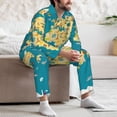 thumbnail image 7 of Naloa World Map With Landmarks Men’s Pajamas Set - Long Sleeve Button Down Sleep Shirt and Pajama Bottoms Sleepwear Set-XX-Large, 7 of 7
