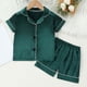 thumbnail image 2 of Odeerbi 1-8 Años Niños Niñas Pijama de Verano de Satén Con Solapa de Muesca Camisa de Manga Corta Pantalón Conjunto de Ropa de Dormir Suave, 2 of 9