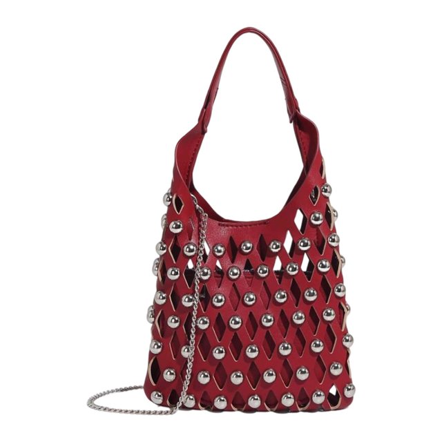 Bolso hobo calado para mujer, bolso de trabajo, bolso de mano informal para libros, ideal para viajes y fiestas. Rojo