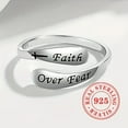 thumbnail image 3 of 925Sterling Silver "Faith Over Fear" Adjustable Open Band Ring, Vintage & Minimalist Style Bypass Ring Inspirational Religious Jewelry Gifts For Men & Women, 3 of 5