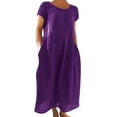 thumbnail image 1 of WILLBEST Vêtements d'Assemblage pour Femmes Robe Décontractée Unie à Manches Courtes Col Rond Ample avec Poches, 1 of 4