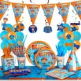 thumbnail image 2 of Blippiings Birthday Party Decorations Disposable Tableware Set Plates Tablecloth Cake Topper Balloons for Baby Shower Kids Gifts, 2 of 10