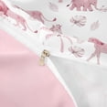 thumbnail image 4 of Castle Fairy Animal Lion Elephant Giraffe Duvet Cover Queen,Tropical Palm Tree Leaves Queen Bedding,Light Pink White,Pink Reversible,3-Piece,No Comforter,1 Duvet Cover and 2 Pillowcases, 4 of 6