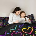 thumbnail image 4 of Manfei Colorful Heart Print Twin Bedding Sets 7-Piece,Rainbow Loves Pattern Bedding Comforter Set,Pink Blue Black Sheet Sets For Child,Luxury Bedroom Decor Reversible, 4 of 8