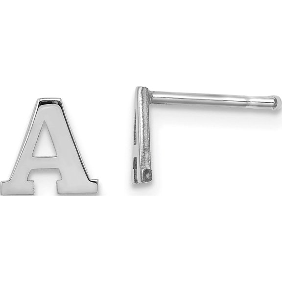 Sterling Silver Rhodium-Plated Letter A Initial Post Earrings Made In United States xne46ss/a