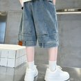 thumbnail image 5 of UACY Baggy Jean Shorts for Boys Jorts Y2k Wide Leg Denim Shorts Goth Summer Jeans Loose Casual Streetwear (Blue, 7-8 Years), 5 of 9