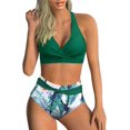 thumbnail image 1 of LAICAIW Womens Two Piece Swimsuits Wrap Front Bikini High Waisted Bottom Tummy Control Bathing Suits Vintage Print Swimwear, 1 of 7