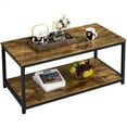 thumbnail image 2 of Alden Design Industrial Coffee Table with Storage Shelf, Rustic Brown, 2 of 7