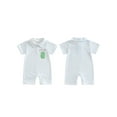 thumbnail image 2 of Qmyliery Baby Boys Summer Striped Jumpsuit Short Sleeve Turn Down Collar Button Up Golf Shaft Embroidery Romper 3 6 12 18 Months, 2 of 9