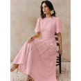 thumbnail image 7 of Pink Eyelet Lace Puff Sleeve A-Line Maxi Dress With Scalloped Neck, 7 of 7