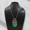 thumbnail image 3 of Tibetan Silver Handmade Tibetan Bohemian Jewelry Pendant With Green Coral & Turquoise Necklace, Brass Unique Gemstone Design, 3 of 5