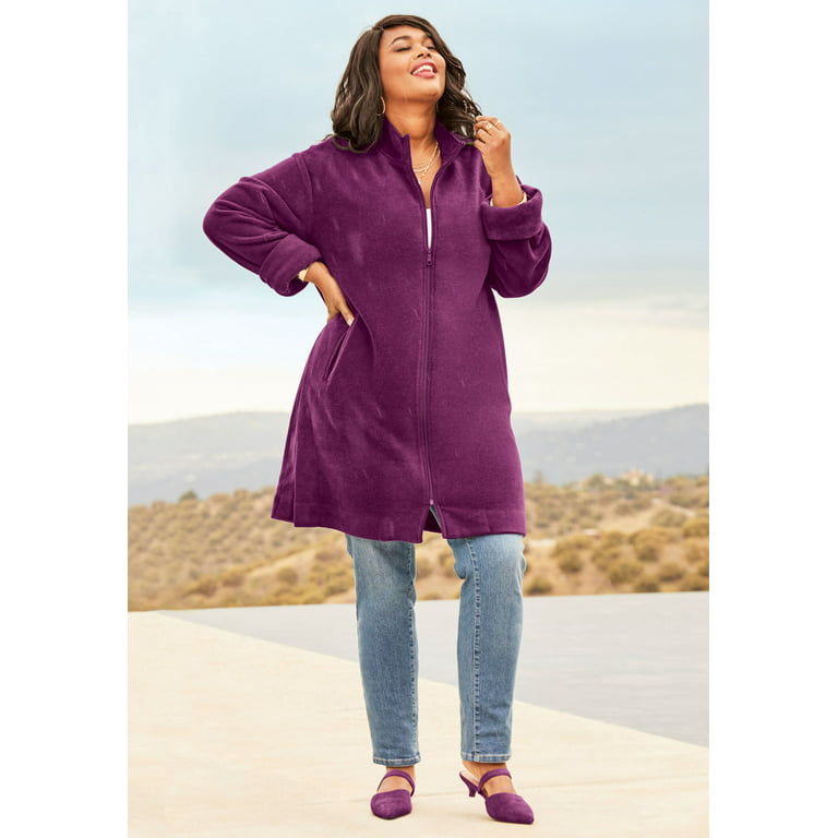 Roaman's Women's Plus Size Plush Fleece Driving Coat Jacket