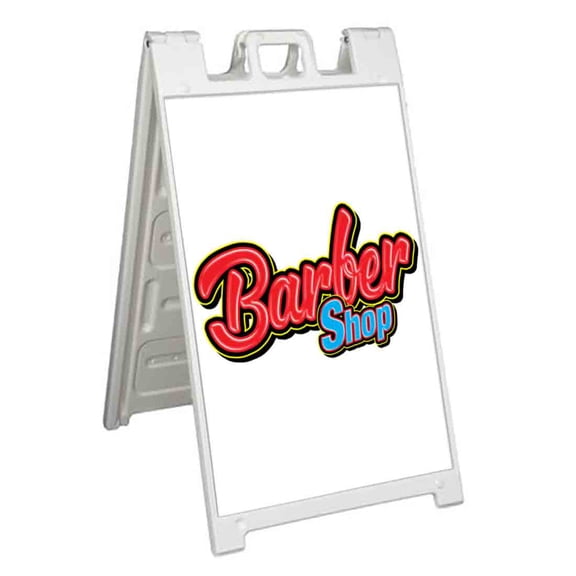Barber Shop (24" X 36") Standard A-Frame Signicade, Includes Decal Applied To Stand