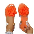 thumbnail image 6 of Miluxas Women's Round Toe Flower Decorated Flat Sandals, Soft Slides Open-Toe Summer Slippers Orange 5.5(36), 6 of 9
