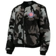 thumbnail image 2 of Women's The Wild Collective Black Chicago Cubs Camo Sherpa Full-Zip Bomber Jacket, 2 of 4
