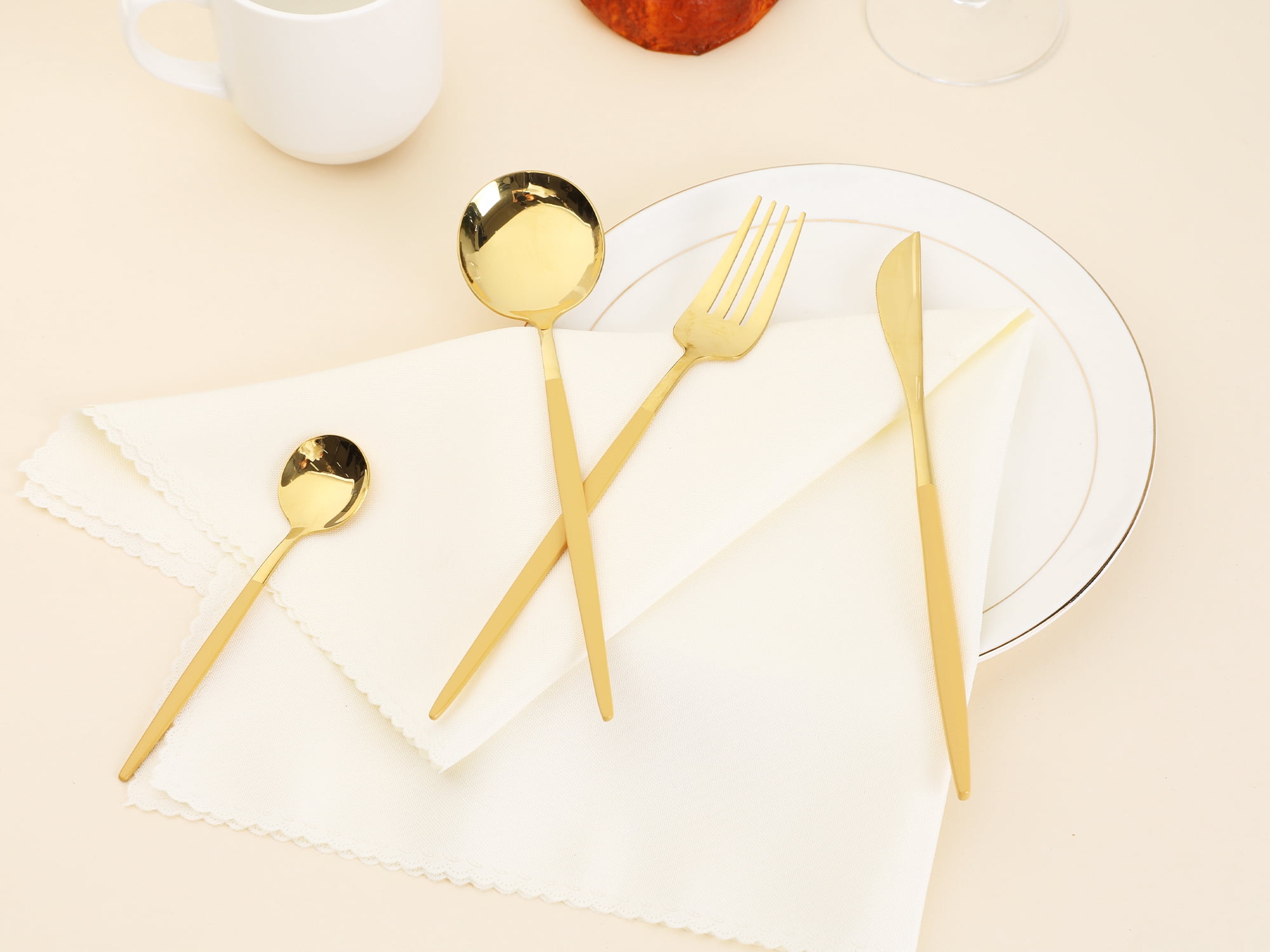 Unique Bargains Stainless Steel Flatware Set Orange 4 Pcs