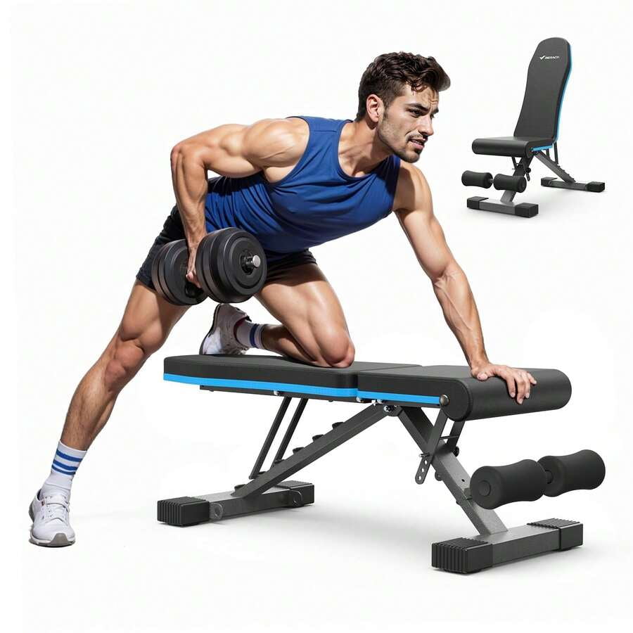 Adjustable Weight Bench With 72 Training Angles, Foldable Weight Benches For Home Gym With 990 LBS,  Perfect For Home Workouts. Great For Full-Body Strength Training Black
