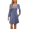 thumbnail image 2 of Chandails pour Femmes Couleur Unie Manches Longues Robe Fermée Décontractée Tailles : P-2TG, 2 of 9