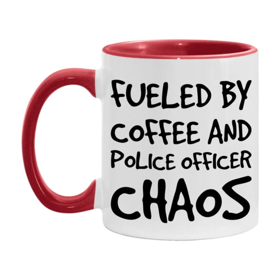Fueled By Coffee And Police Officer Chaos Mug - 11Oz Or 15Oz